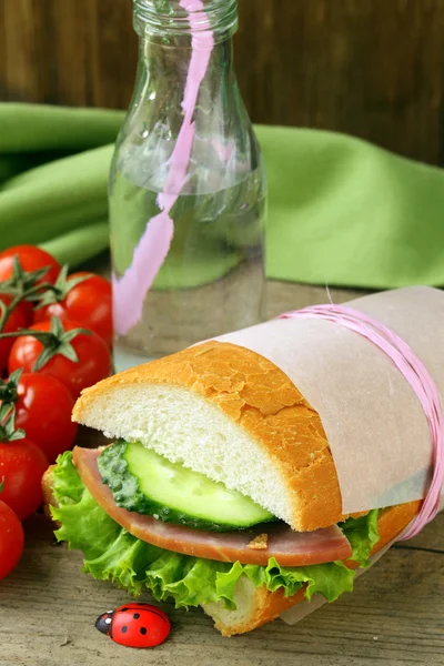 Бутерброды (панини) с овощами и ветчиной — стоковое фото