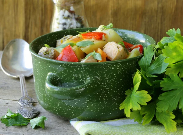 Salmon fish stew with vegetables — Stock Photo, Image