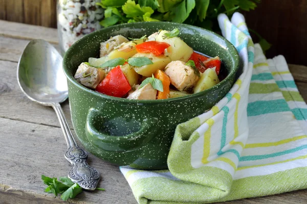 Salmon fish stew with vegetables — Stock Photo, Image