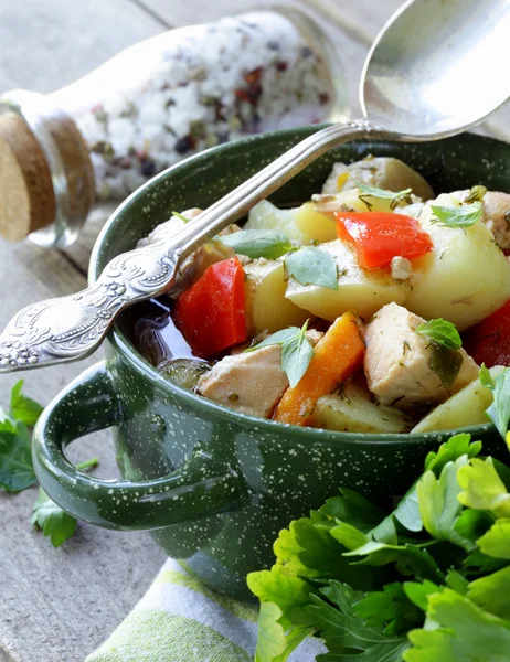 Salmon fish stew with vegetables — Stock Photo, Image