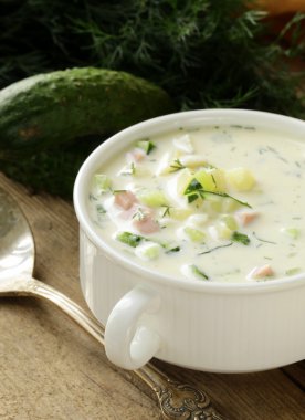 Sebze (okroshka ile geleneksel Rus soğuk çorba)