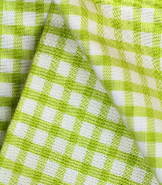 Kitchen towel in the green checkered - to use as a background — Stock Photo, Image