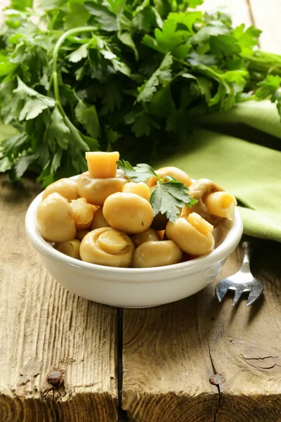 Snack marinated mushrooms with herbs and spices — Stock Photo, Image