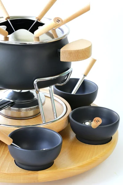 Conjunto especial de utensílios para cozinhar fondue (queijo, chocolate ) — Fotografia de Stock
