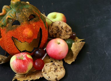 Cadılar Bayramı Balkabağı Jack O'Lantern meyve ve tatlılar
