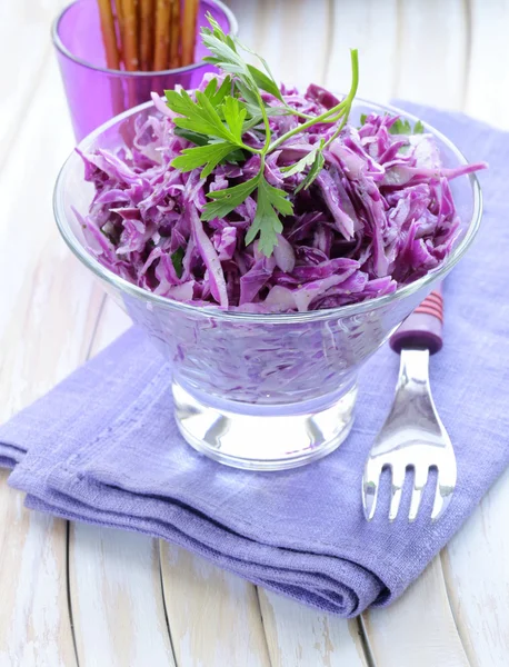 Cole Slaw salad of red cabbage with parsley and mayonnaise — Stock Photo, Image