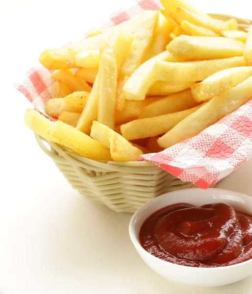 Traditional French fries with ketchup — Stock Photo, Image