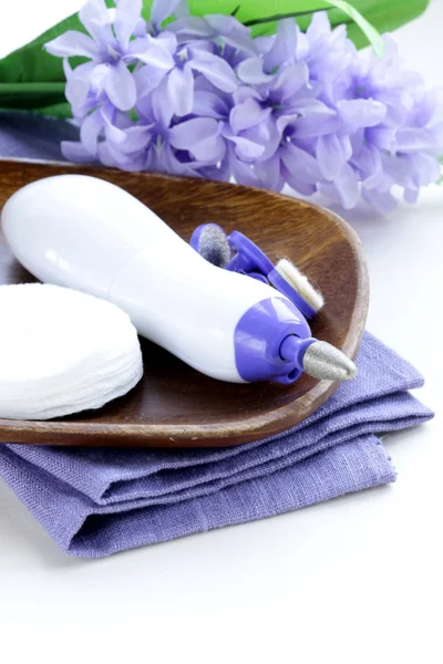 Device for a pedicure with different attachments — Stock Photo, Image