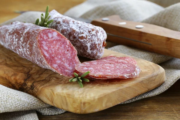 Delicacy smoked sausage (pepperoni) — Stock Photo, Image