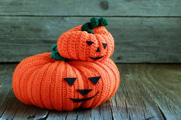 Two funny Halloween orange pumpkin Jack O'Lantern — Stock Photo, Image