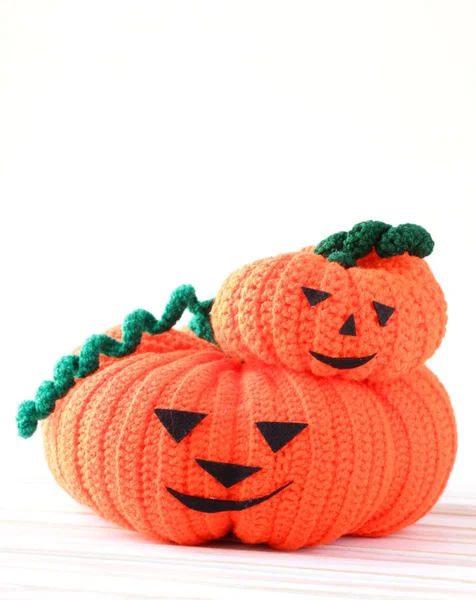 Two funny Halloween orange pumpkin Jack O'Lantern — Stock Photo, Image
