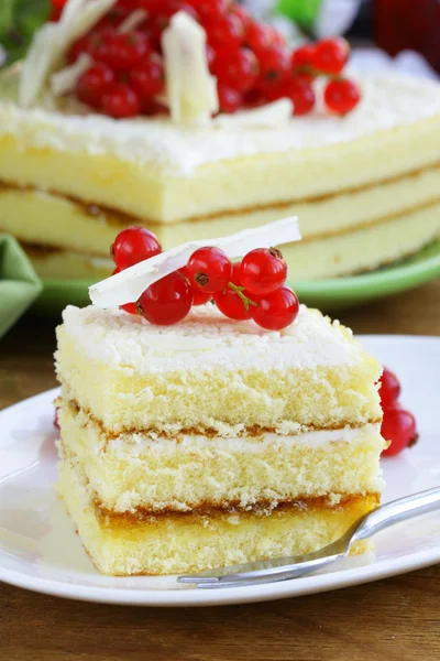 Sponge cake with white chocolate — Stock Photo, Image