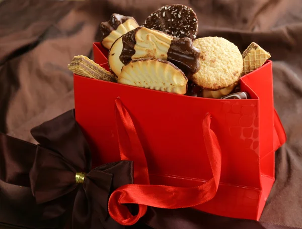 Variety of cookies with chocolate — Stock Photo, Image