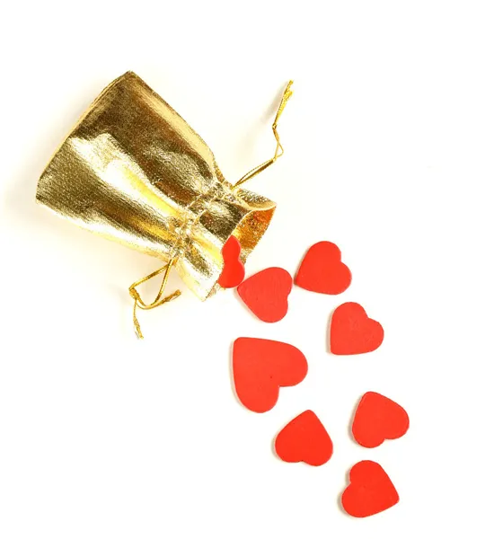 Rote Herzen auf weißem Hintergrund - Konzept der Valentinstagsfeier — Stockfoto