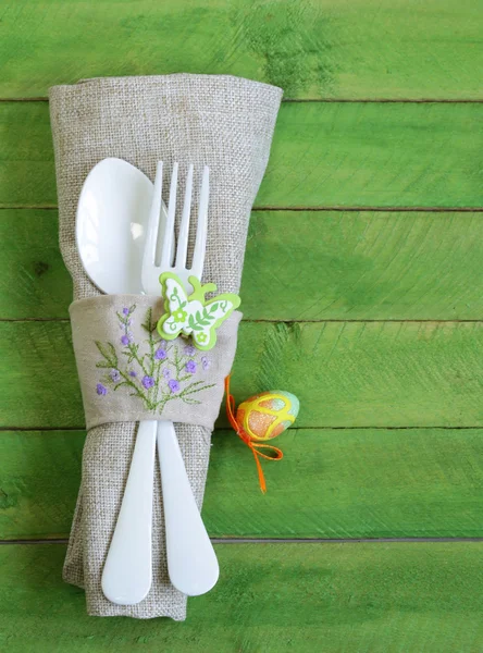 Easter table setting in a rustic vintage style — Stock Photo, Image