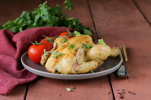Homemade roasted chicken with herbs and spices — Stock Photo, Image