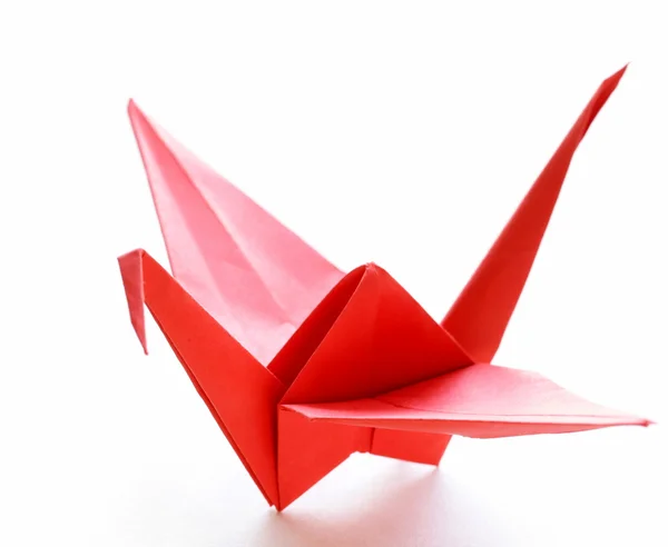 Oiseaux origami en papier coloré sur fond blanc — Photo