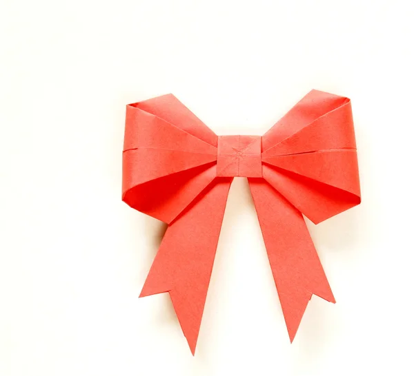 Colored paper origami bows for holiday cards — Stock Photo, Image