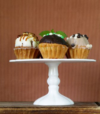 tatil tatlılar, farklı stand kek dekore edilmiştir.