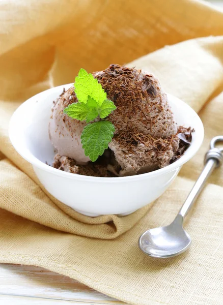 Delicioso helado de chocolate casero fresco - postre de verano — Foto de Stock