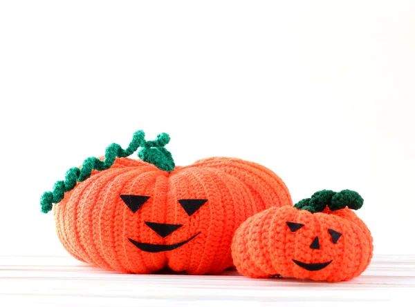 Two funny Halloween orange pumpkin Jack O'Lantern — Stock Photo, Image