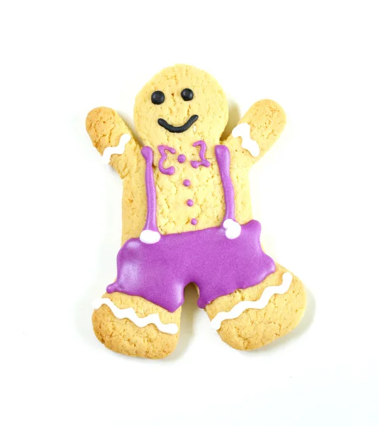 Gingerbread man cookies with icing on a white background — Stock Photo, Image