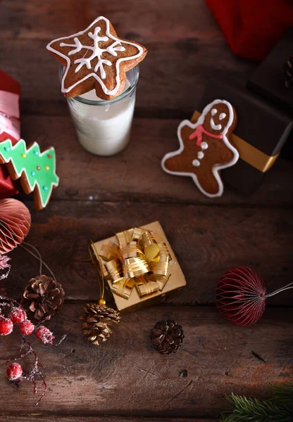 Biscuits Dessert Noël Avec Décorations Vacances — Photo