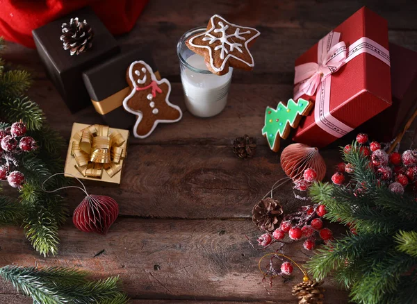 Galletas Postre Navidad Con Decoraciones Navideñas — Foto de Stock