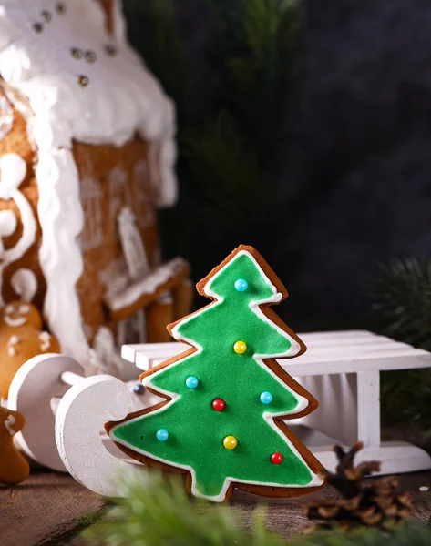 Pan Jengibre Navidad Casa Para Golosinas Decoración Navideña — Foto de Stock