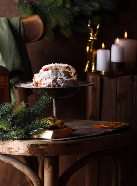 Christmas Dessert Cake Festive Decorations — Stock Photo, Image