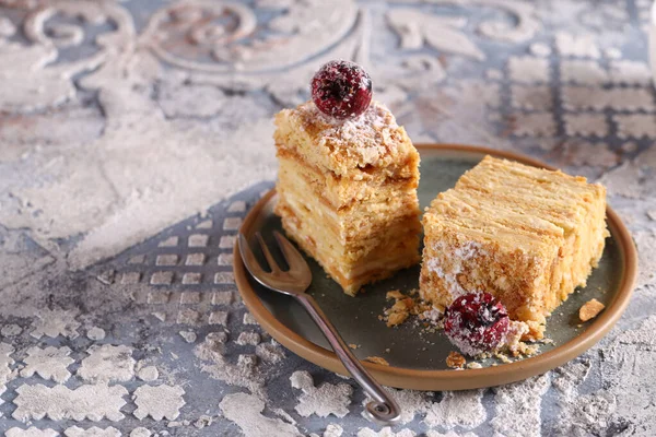 Pastel Hojaldre Tradicional Napoleon Postre —  Fotos de Stock