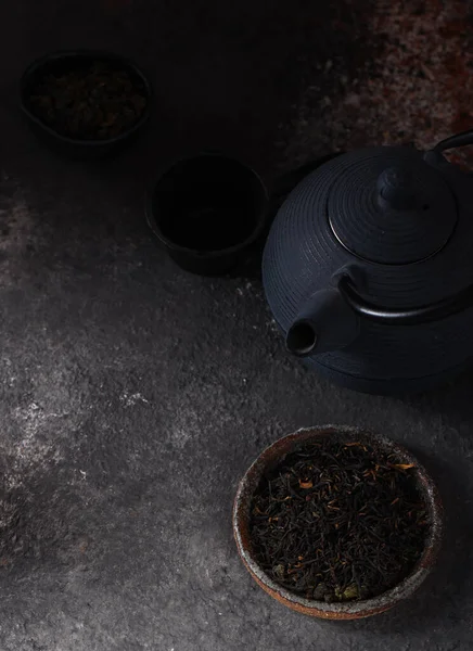 Traditional Tea Ceremony Dark Background — Stock Photo, Image