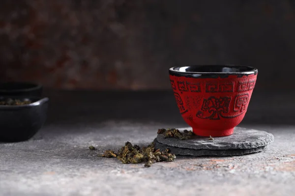 Traditional Tea Ceremony Dark Background — Stock Photo, Image