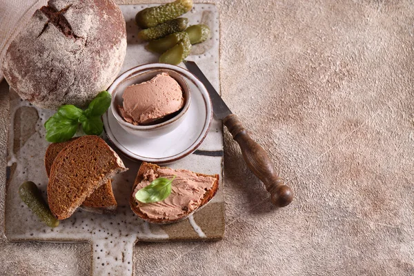 Delicatesse Voorgerecht Paté Met Brood — Stockfoto