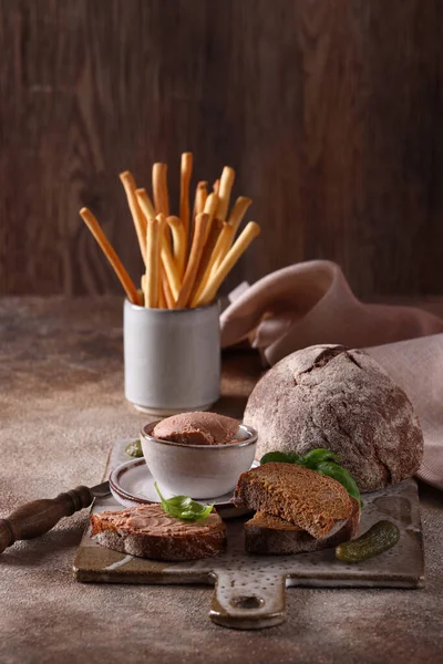 Delicacy Appetizer Pate Bread — Stock Photo, Image