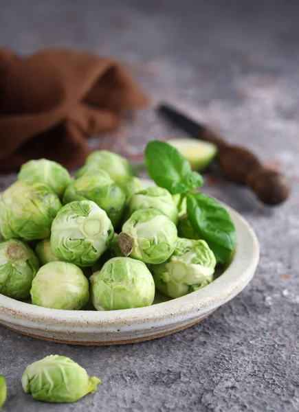 Couve Bruxelas Orgânica Natural Alimentos Saudáveis — Fotografia de Stock