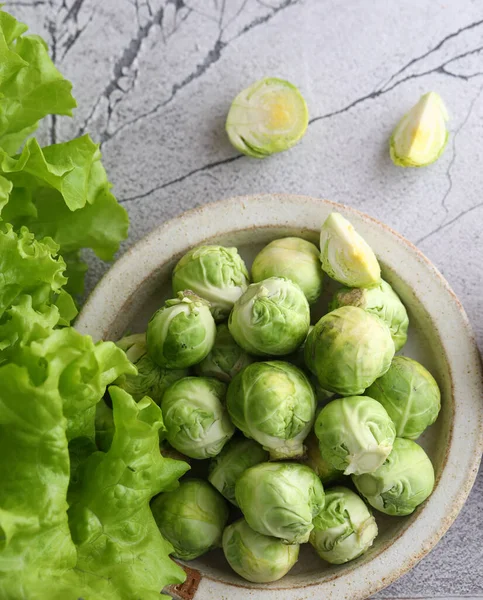 Couve Bruxelas Orgânica Natural Alimentos Saudáveis — Fotografia de Stock