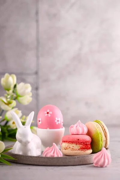 Vida Pascua Con Macarrones Flores — Foto de Stock