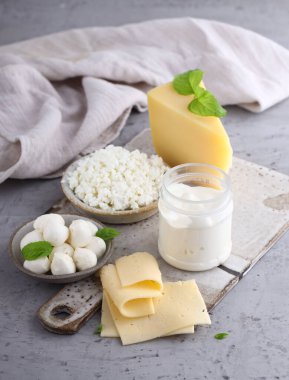 Çeşitli süt ürünleri peynir, süt, ekşi krema