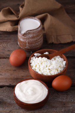 Çeşitli süt ürünleri peynir, süt, ekşi krema