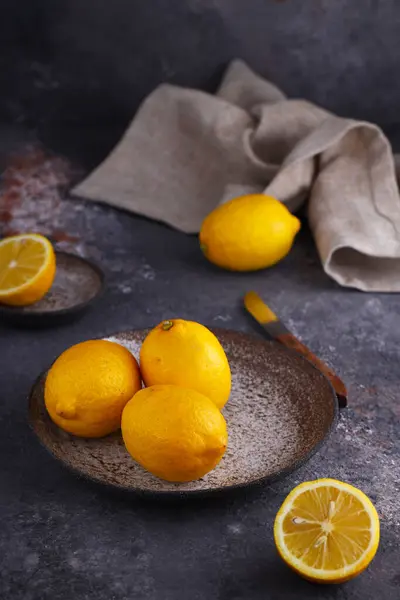 Zralé Organické Citrony Zátiší — Stock fotografie