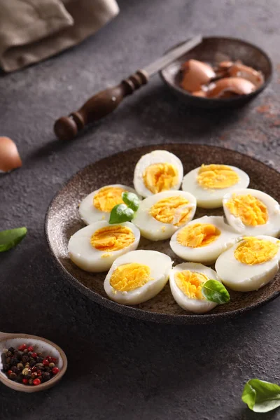 Fresh Organic Boiled Eggs Table Easter Time — Stock Photo, Image