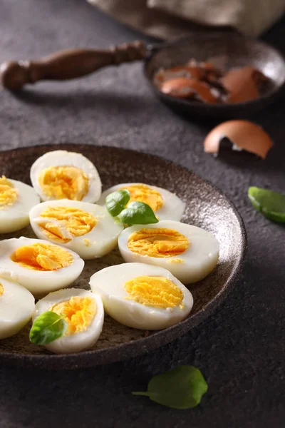 Fresh Organic Boiled Eggs Table Easter Time — Stock Photo, Image