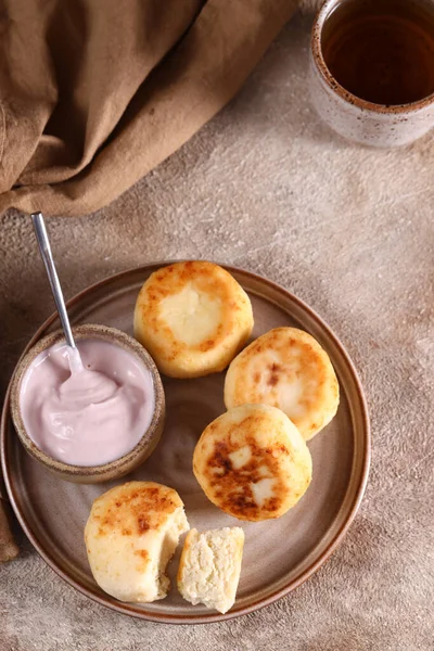 Здоровый Завтрак Блины Сыром Йогуртом — стоковое фото