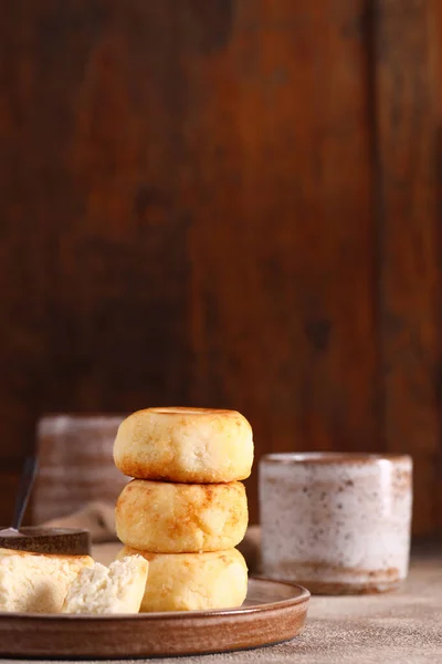 Zdravé Snídaně Sýrové Palačinky Jogurtem — Stock fotografie