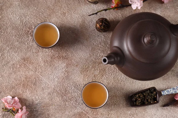 Grüner Tee Teekanne Traditionelle Zeremonie — Stockfoto