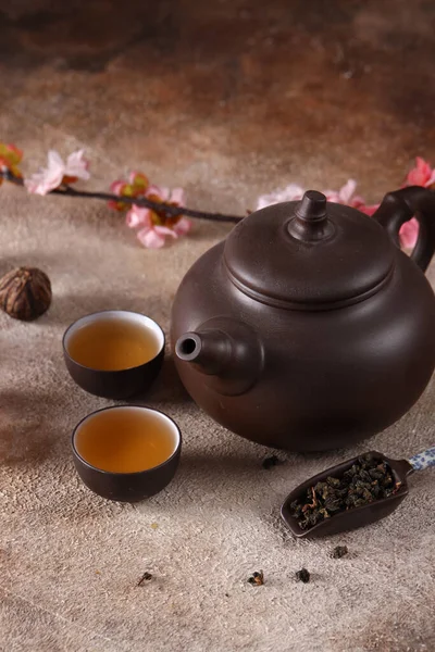 ティーポットの緑茶伝統的な儀式 — ストック写真