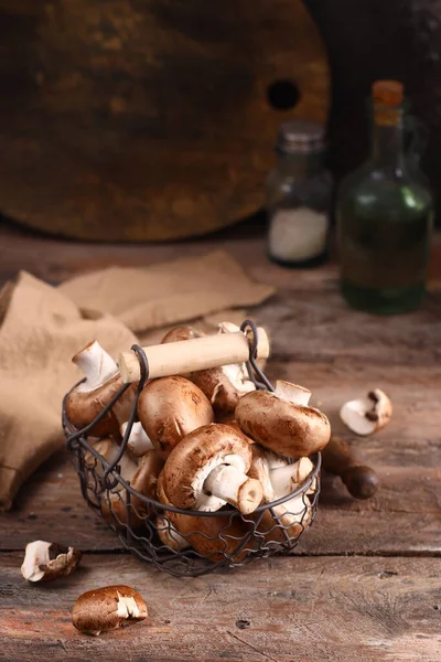 Funghi Freschi Biologici Portobello Cibo Sano — Foto Stock