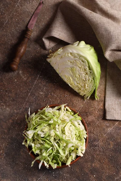 Koolsla Koolsalade Houten Tafel — Stockfoto