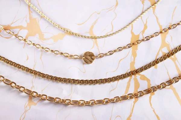 Gold Jewelry Chain Necklace Background — Stock Photo, Image